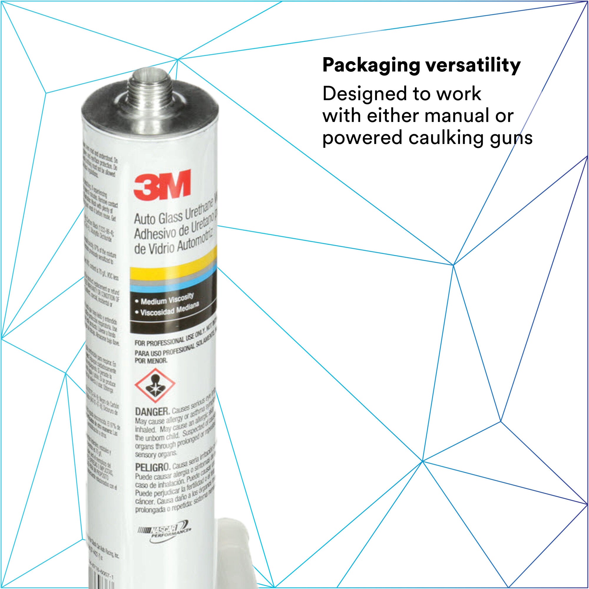 3M Auto Glass Urethane Windshield Adhesive 08693 - 10.5 fl oz Cartridge for Professional Windshield Installation & Auto Glass Repair - Perfect for DIY Car Maintenance and Professional Auto Body Shops