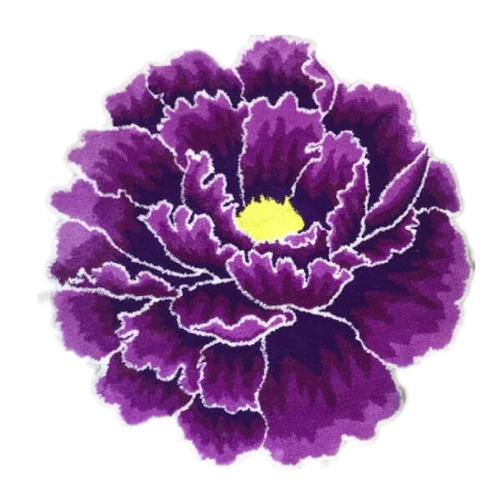Purple Peony Flower Shaped Rugs - Plush Non-Slip Bath Mat & Washable Floral Area Rug for Bedroom, Kitchen, Bathroom | Soft Floor Decor for Home, Dorm, Nursery