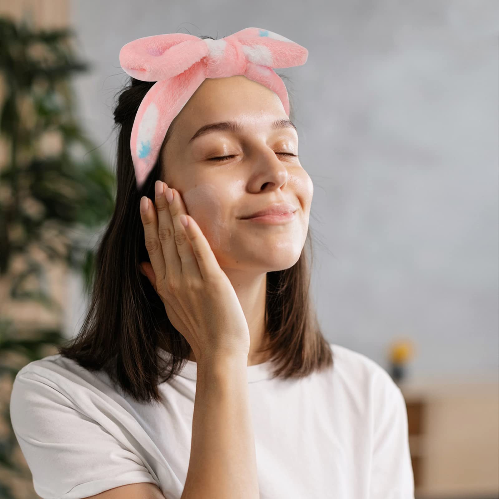 WHAVEL 9 Pack Pink Microfiber Hairband for Washing Face & Skincare - Soft Makeup Headbands with Cute Bow for Women - Perfect for Spa, Bath, Beauty Routine & Nighttime Skincare