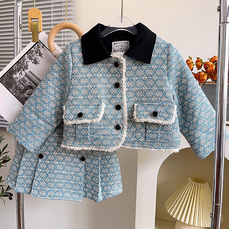 Adorable Baby Girl New Year Outfit - Light Blue Two-Piece Set for Holiday Photos & Family Gatherings
