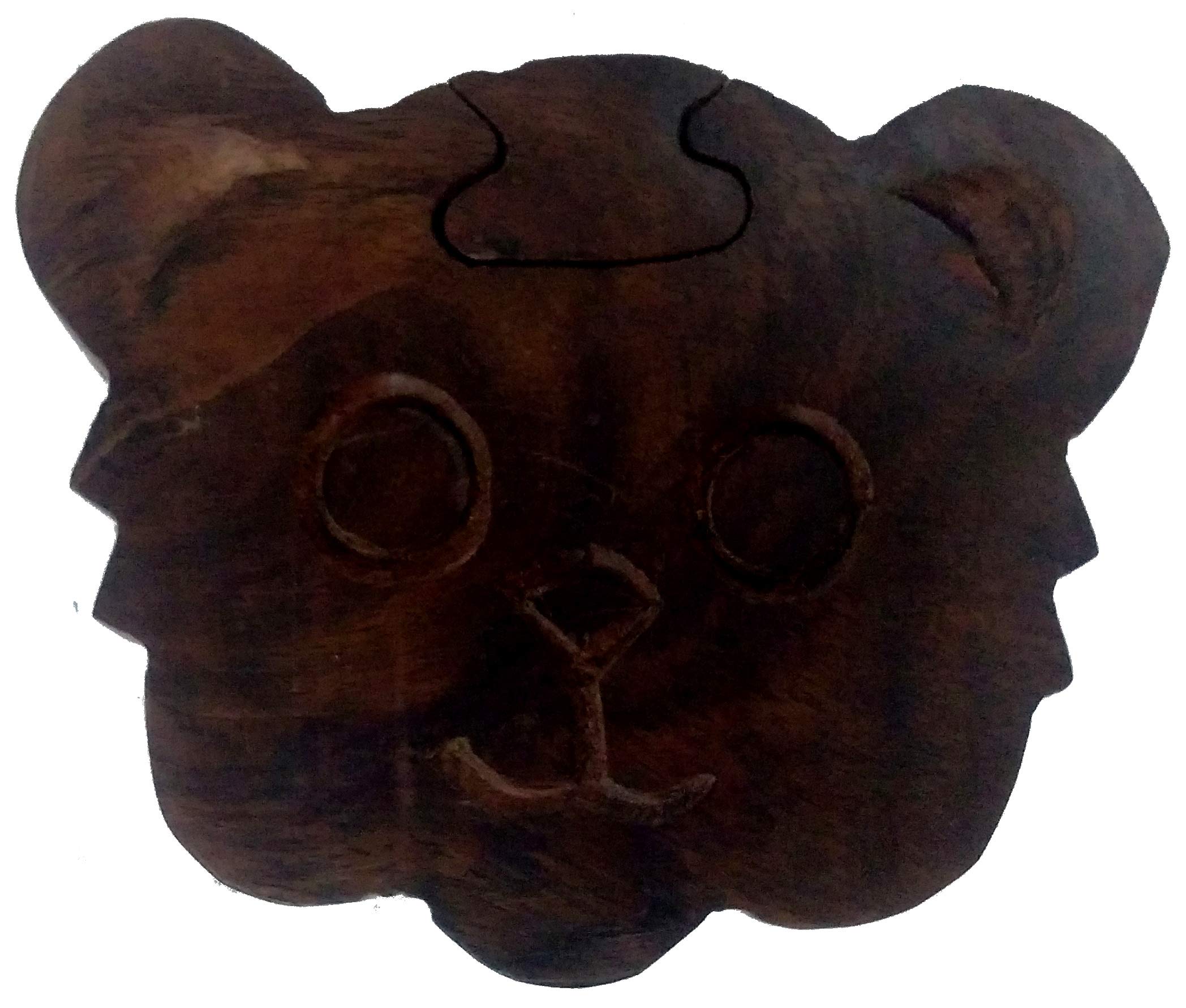 Purpledip Handmade Wooden Puzzle Box - Cute Teddy Bear Mystery Keepsake Gift Box for Brain Teasers & Secret Storage (11966) | Perfect for Escape Rooms, Gift Giving & Family Game Nights