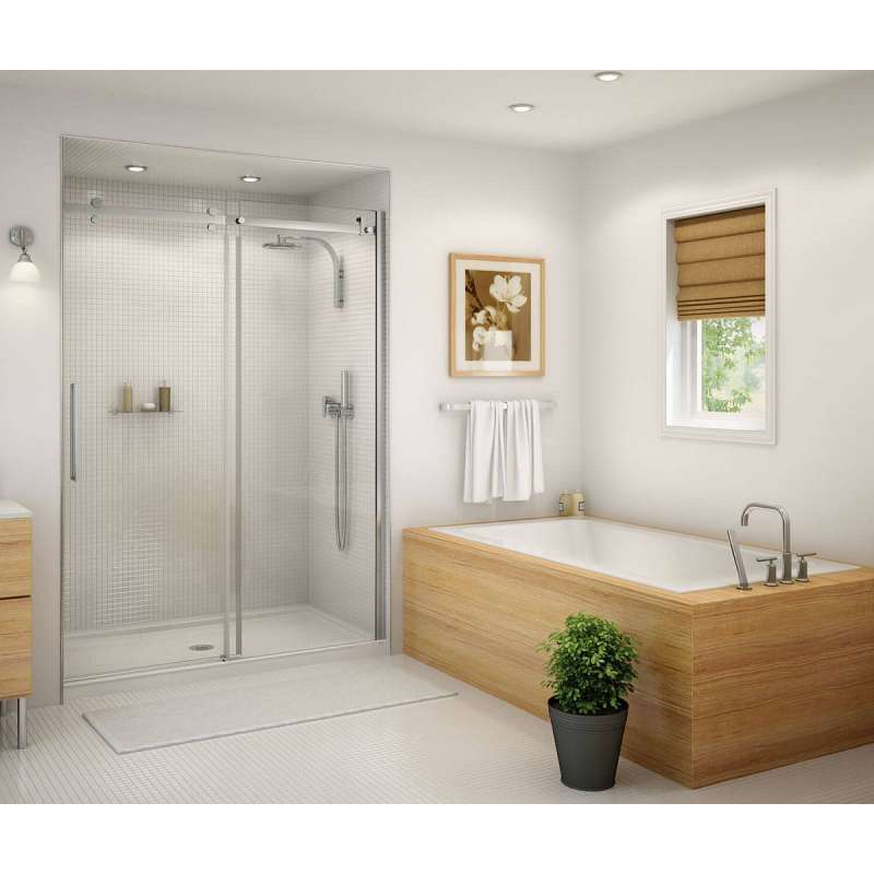 Frameless Slider Alcove Shower Door - Clear Glass 56.5