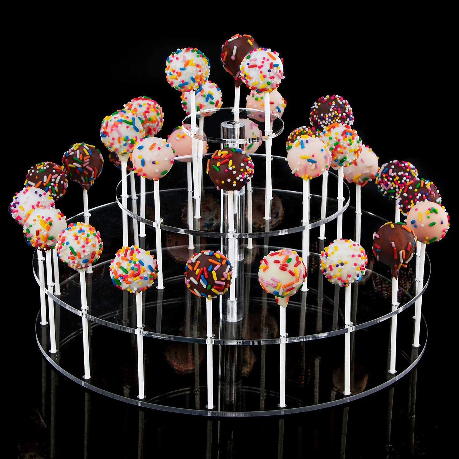 YestBuy 30 Hole Clear Cake Pop Display Stand - 3 Tiered Lollipop Holder for Wedding, Birthday Party, Anniversary, Halloween & Christmas Candy Decorations | Perfect for Dessert Tables, Buffets, Bakeries & Candy Shops