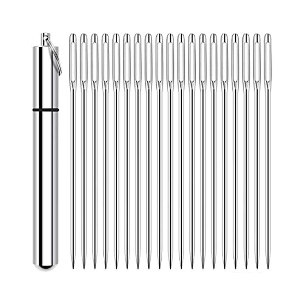 Big Eye Sewing Machine Needles - 21 Pcs Universal Heavy Duty Needles with Storage Tube | Large Eye Stitching Needles for Home DIY, Quilting, Upholstery & Fabric Crafts | Essential Sewing Supplies for Beginners & Professionals