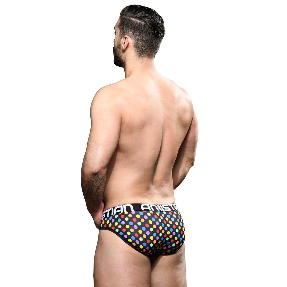 Andrew Christian Almost Naked Pride Polka Dot Brief - Gay Pride Underwear for Men, Comfortable Low Rise Briefs for Everyday Wear & Pride Events
