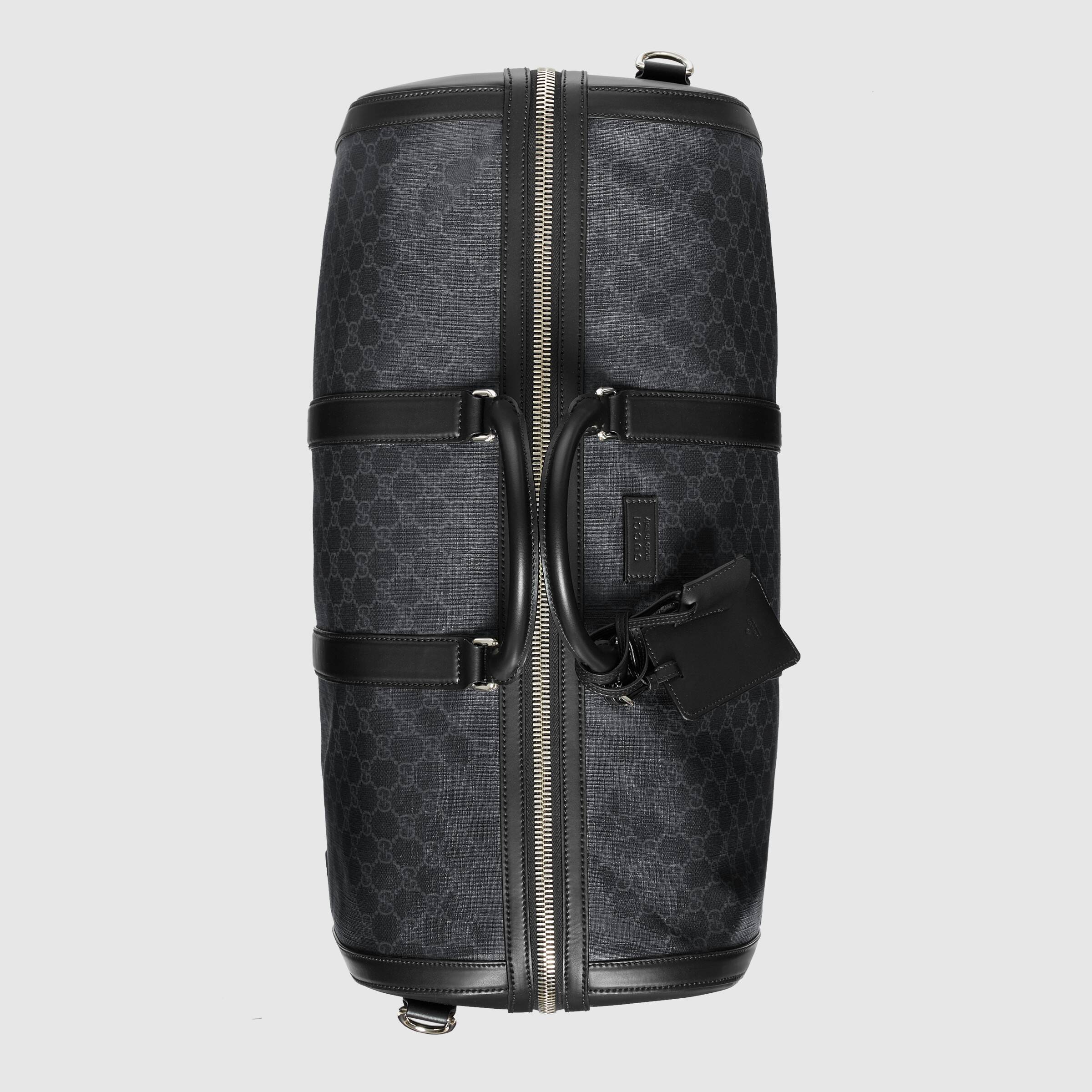 Gucci GG Supreme Soft Carry On Duffle Bag - Black & Grey Travel Duffel for Men & Women - Perfect for Weekend Trips, Gym, and Business Travel