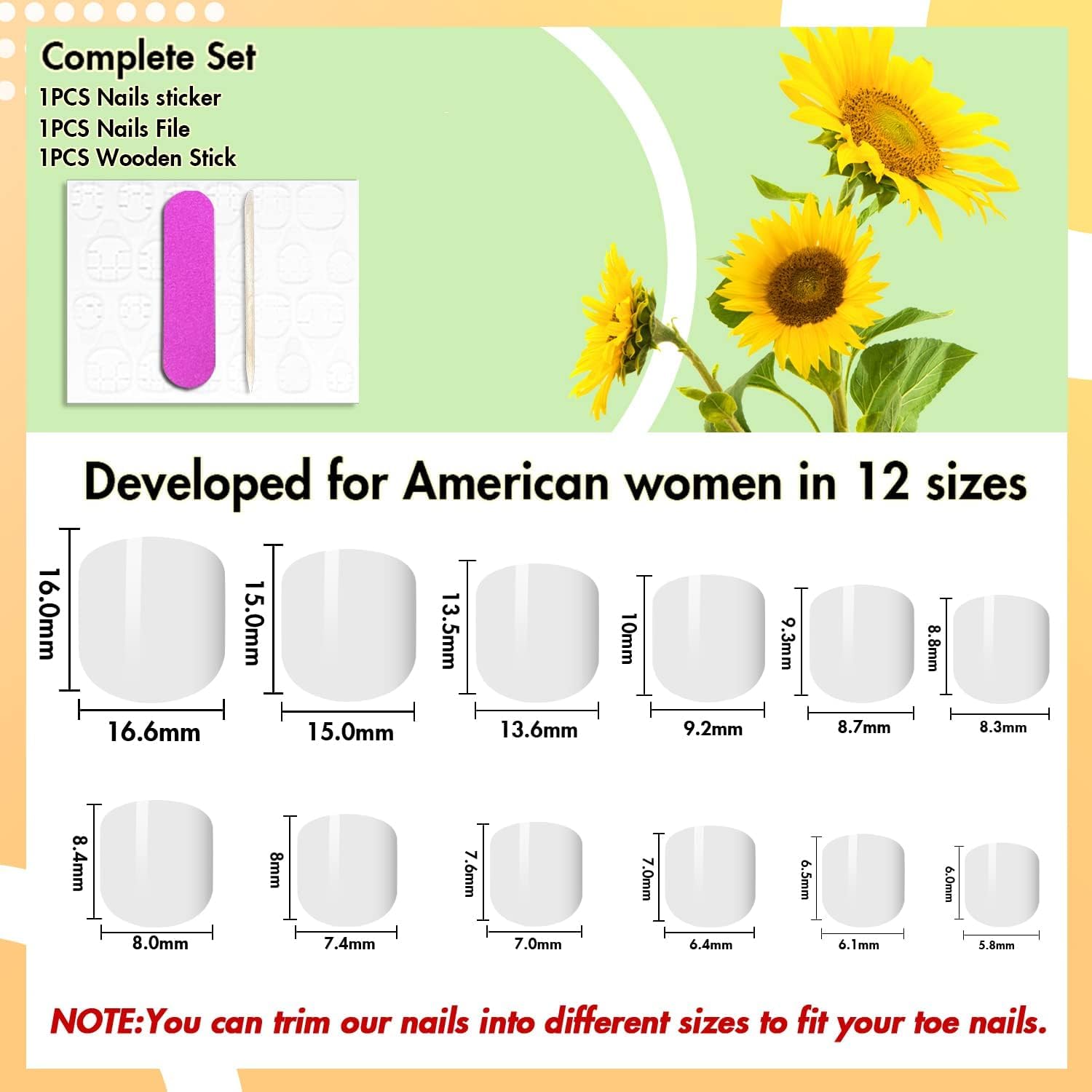 Black French Tip Press on Toenails for Women - Glossy Fake Short Square Acrylic Toe Nails | Reusable & Natural Seamless Fit | 24Pcs with Glue | Perfect for Pedicures, Parties & Everyday Wear