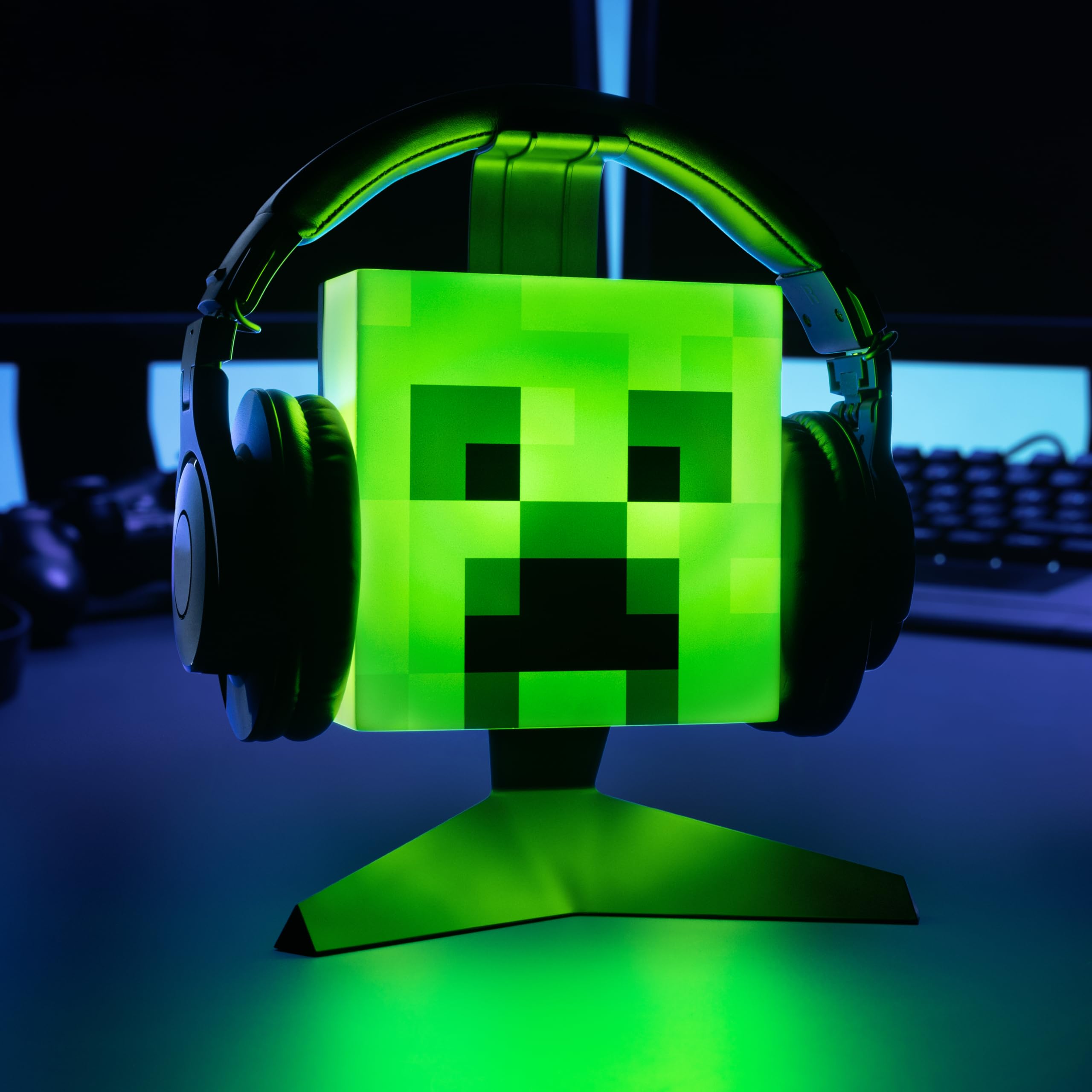 Official Minecraft Creeper Headphone Stand with LED Lights - USB Powered Gaming Headset Holder with 2 Lighting Modes, 9.3 Inch Gaming Room Decor for PC & Console Gamers - Perfect for Streaming Setup & Gamer Gift