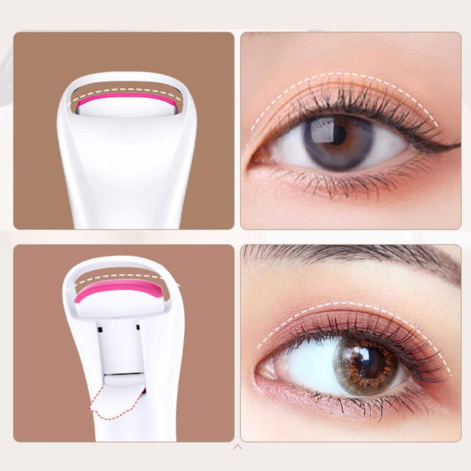 Heated Eyelash Curler with Silicone Pad - 2 Temperature Settings for Quick, Natural & Long-Lasting Curls | Perfect for Home, Travel & Professional Makeup Styling