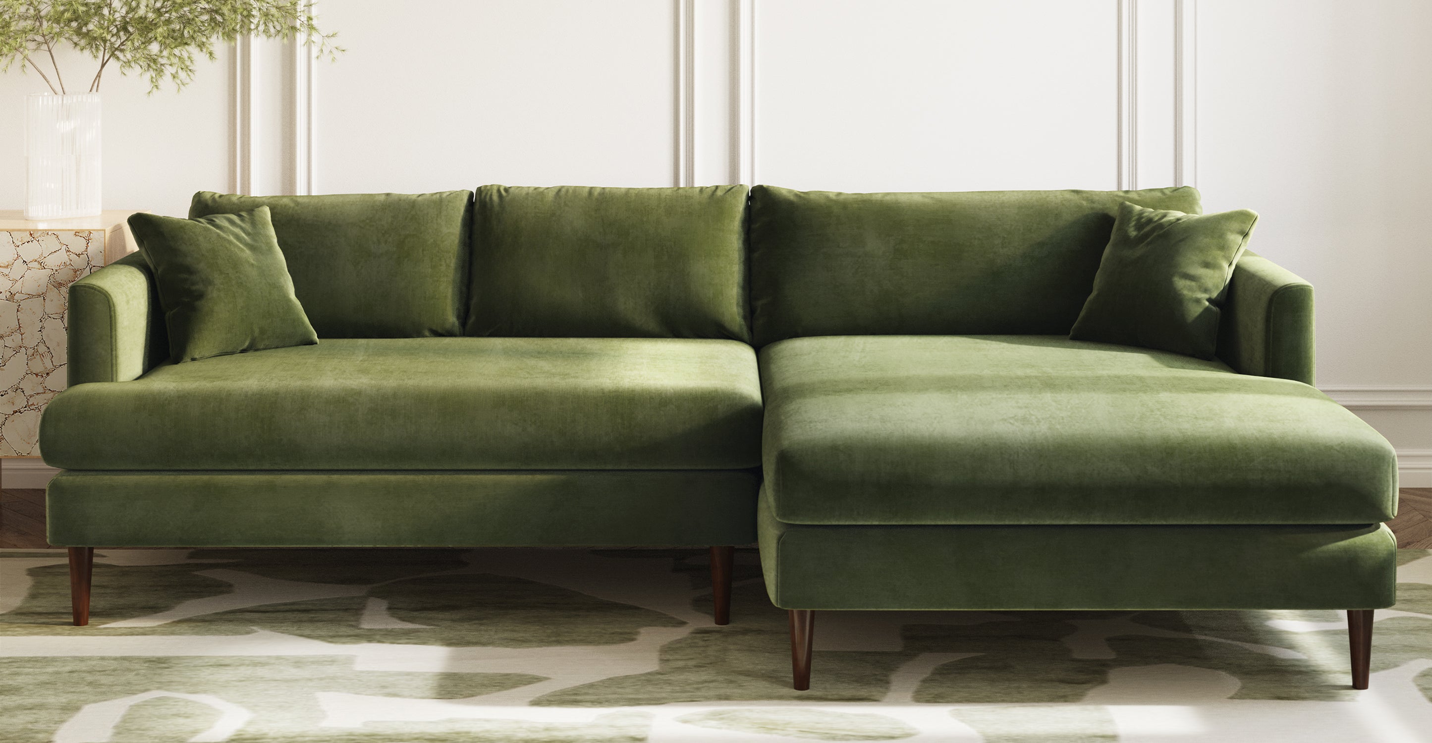 Lucerne Right Facing Sectional Sofa with Extra Wide Chaise Lounge - Modern L-Shaped Couch for Living Room, Family Room & Home Theater Comfort