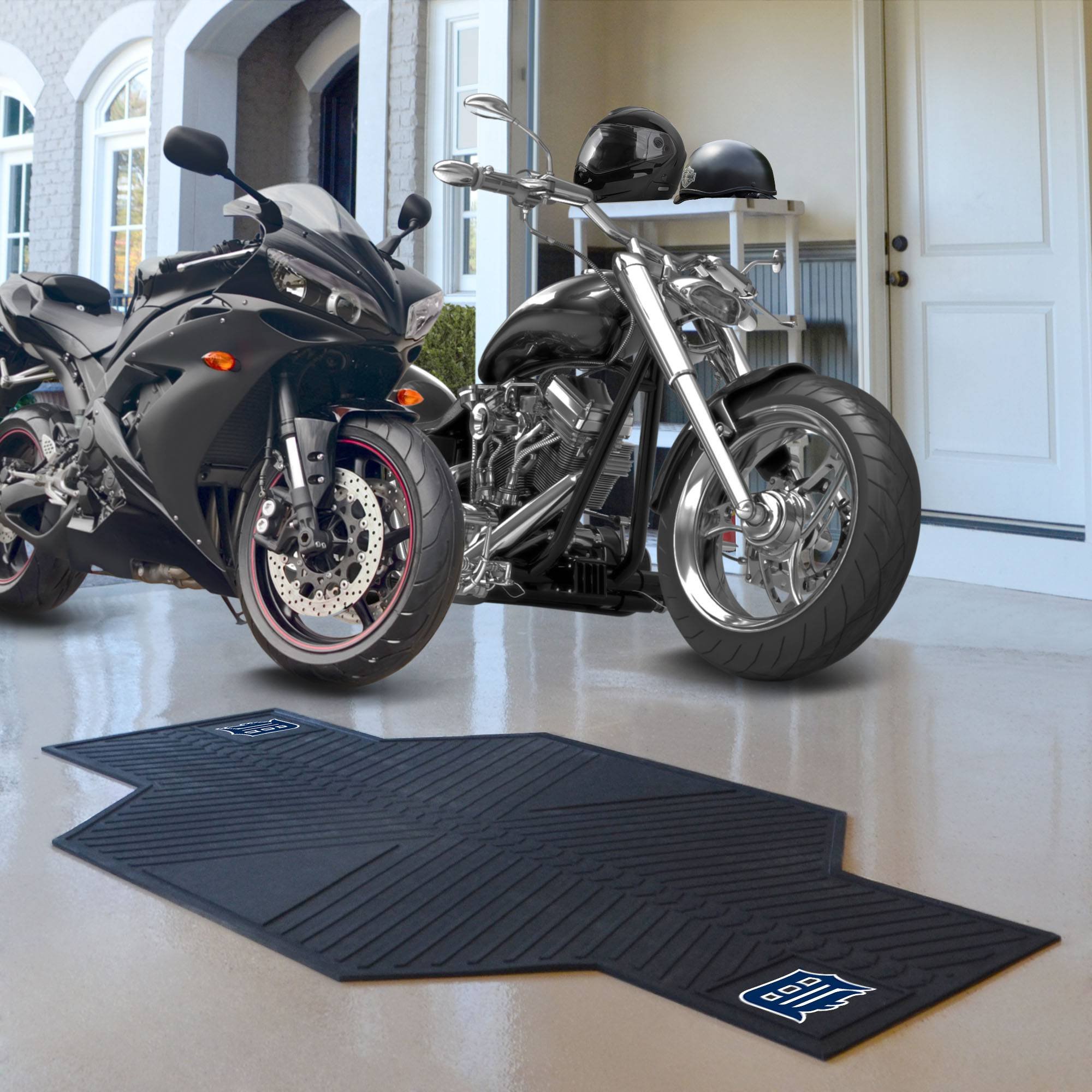 FANMATS 15352 MLB Detroit Tigers Officially Licensed Motorcycle Floor Mat - Non-Slip Rubber Garage Mat for Bikes, Perfect for Home, Garage, and Man Cave Decor