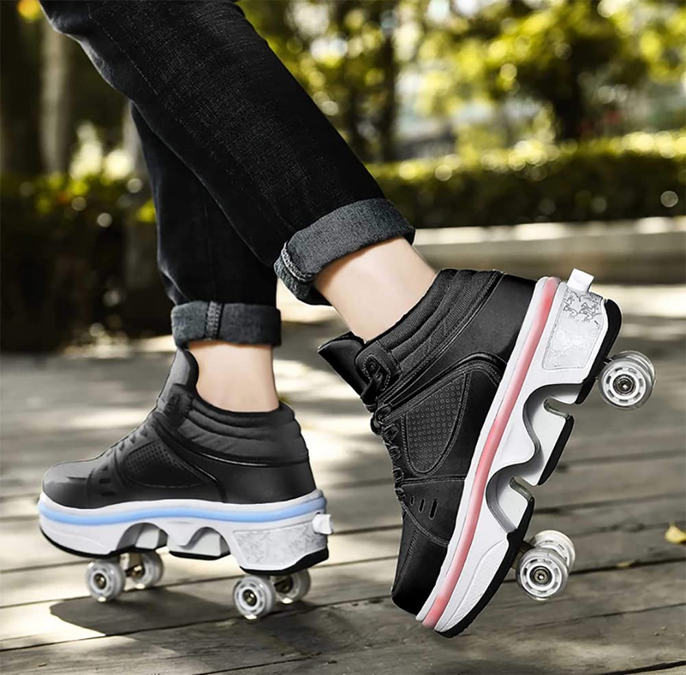 Women's 2-in-1 Automatic Invisible Wheel Roller Skates - Convertible Skating Shoes for Kids, Students & Adults | Outdoor Sports & Fitness | Perfect for Park Skating, Street Rollerblading & Casual Wear