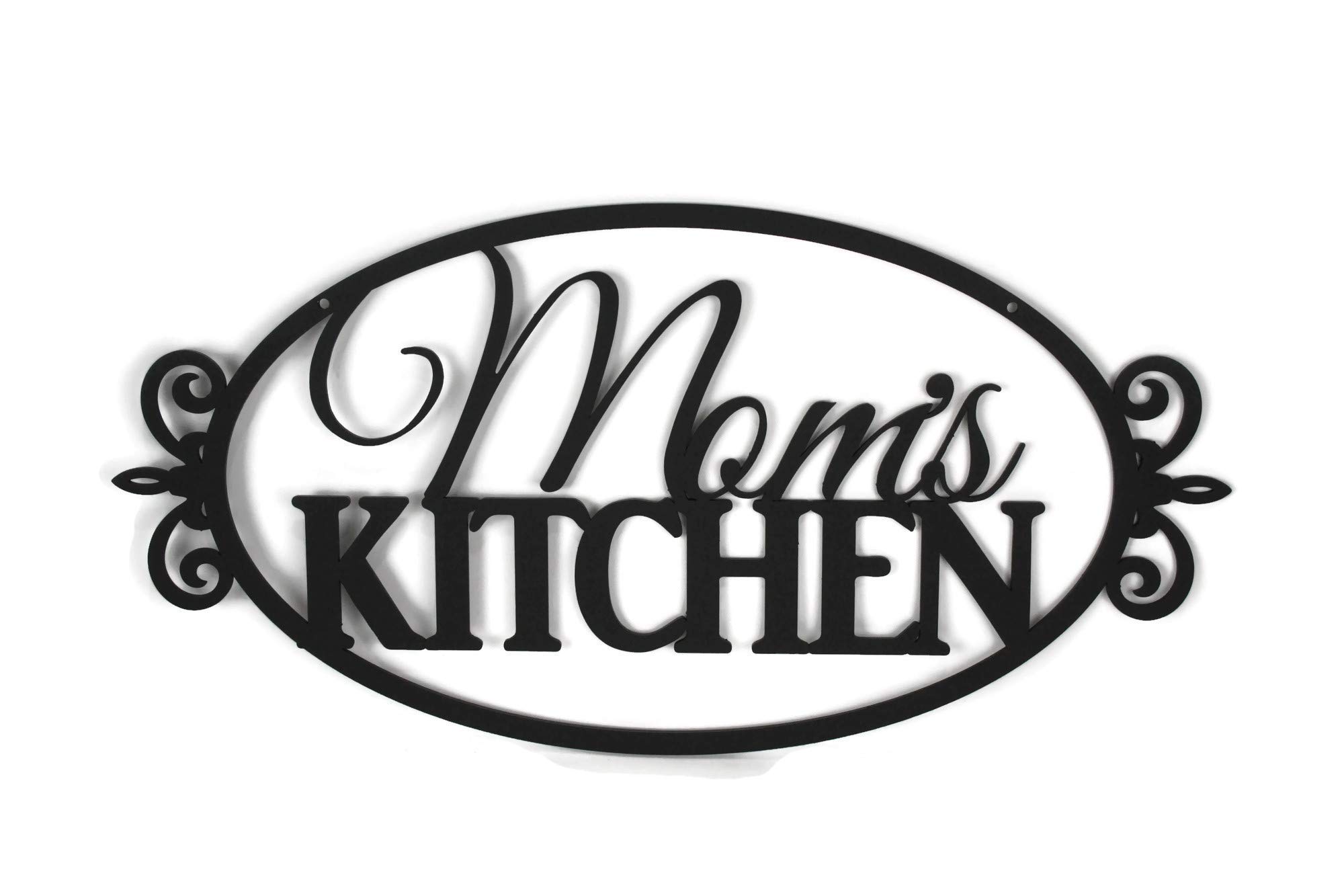 Vintage Floral Pattern Metal Sign for Mom's or Grandma's Kitchen - 20 Inch Wide Powder Coated Steel Wall Decor in Matte Black - Perfect for Farmhouse, Rustic, or Country Style Kitchens
