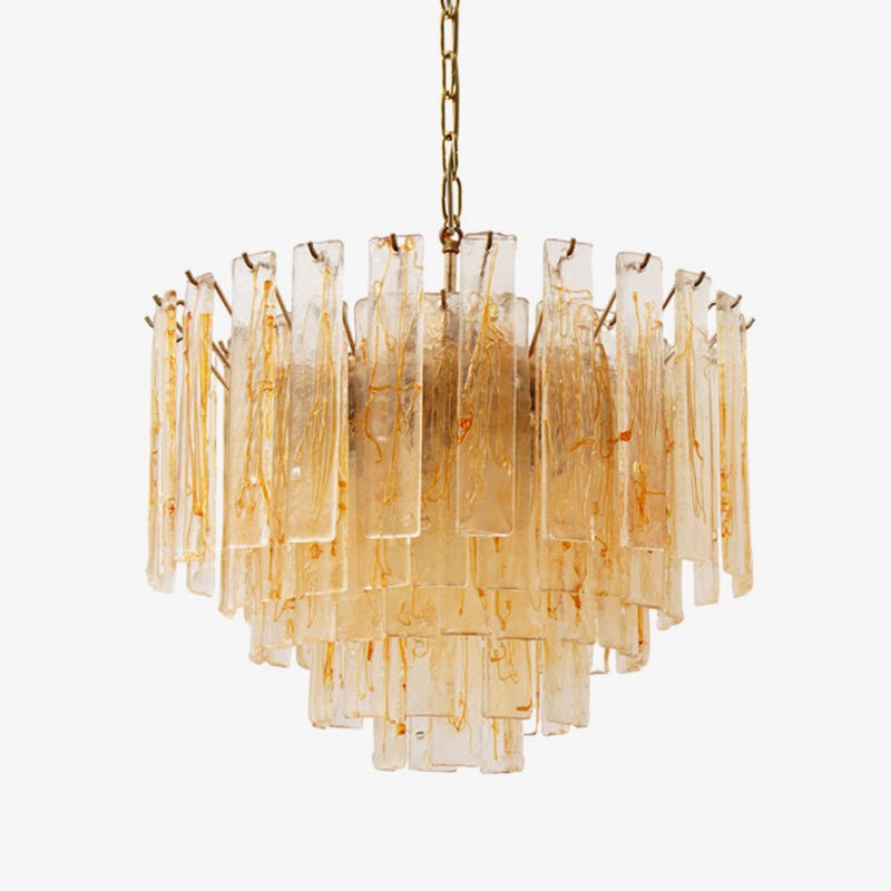 Luxury Golden Amber Murano Glass Chandelier - Handcrafted Italian Crystal Ceiling Light Fixture for Dining Room, Living Room & Bedroom Decor