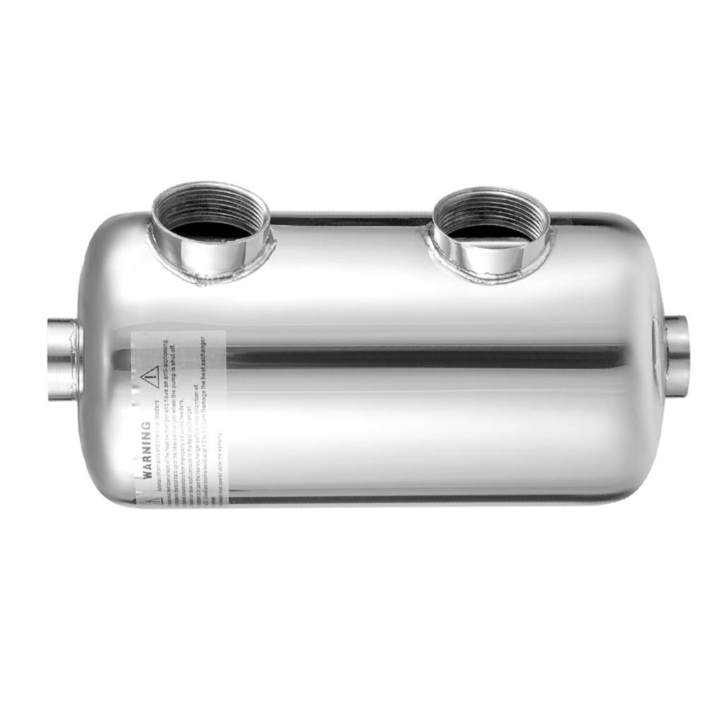 LOYALHEARTDY Stainless Steel Pool Heat Exchanger - 135 kBtu/hour, 1
