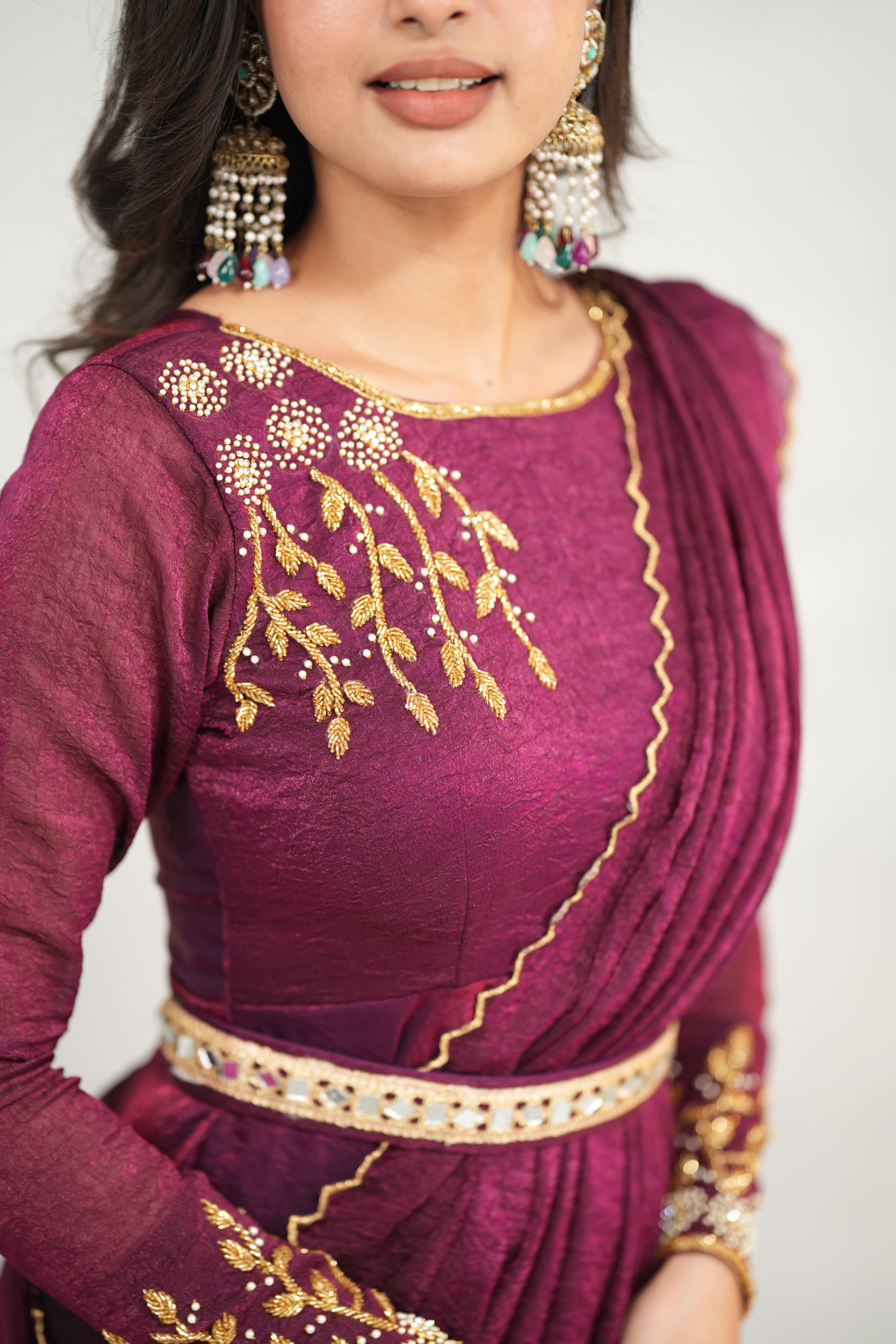 Vidhya Premium Designer Drape Wear - Elegant Fashion Shawl for Women | Perfect for Parties, Weddings & Special Occasions