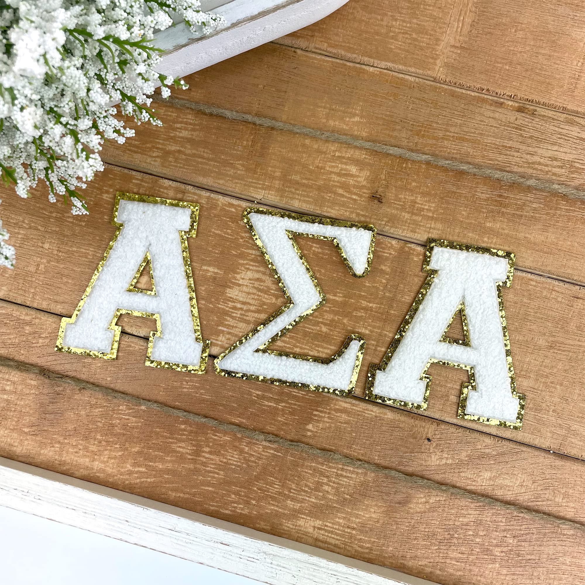 Alpha Sigma Alpha Iron-On Greek Letter Chenille Patch Set - Sorority Apparel Accessories for Jackets, Bags & DIY Crafts - Perfect for Greek Life Events, College Spirit & Custom Clothing