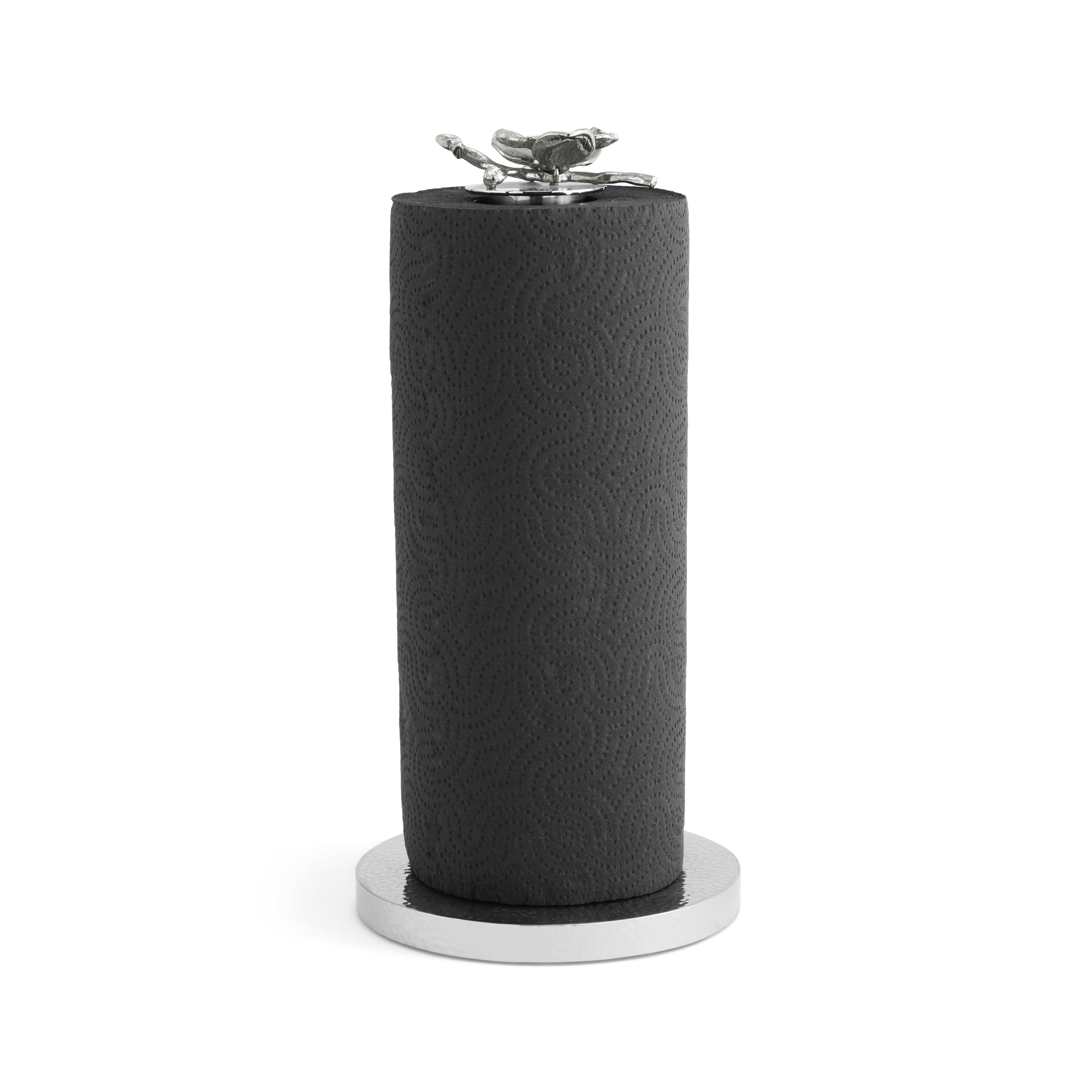 White Orchid Paper Towel Holder - Elegant Bathroom & Kitchen Organizer for Stylish Home Decor | Perfect for Countertop, Vanity & Office Desk Organization