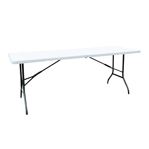 6' Folding Table - Portable Plastic Dining Table for Indoor & Outdoor Use | Picnic, Party, Camping | Multipurpose Rectangle Table in White (Ideal for Dining, Events & Outdoor Gatherings)