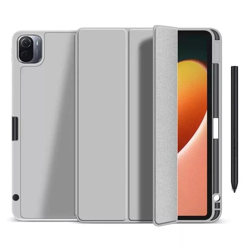 Shockproof TPU Case for iPad Pro 12.9 5th Generation (2021 Model) with Apple Pencil Slot - Durable Protective Cover for Work, Travel & School - Grey