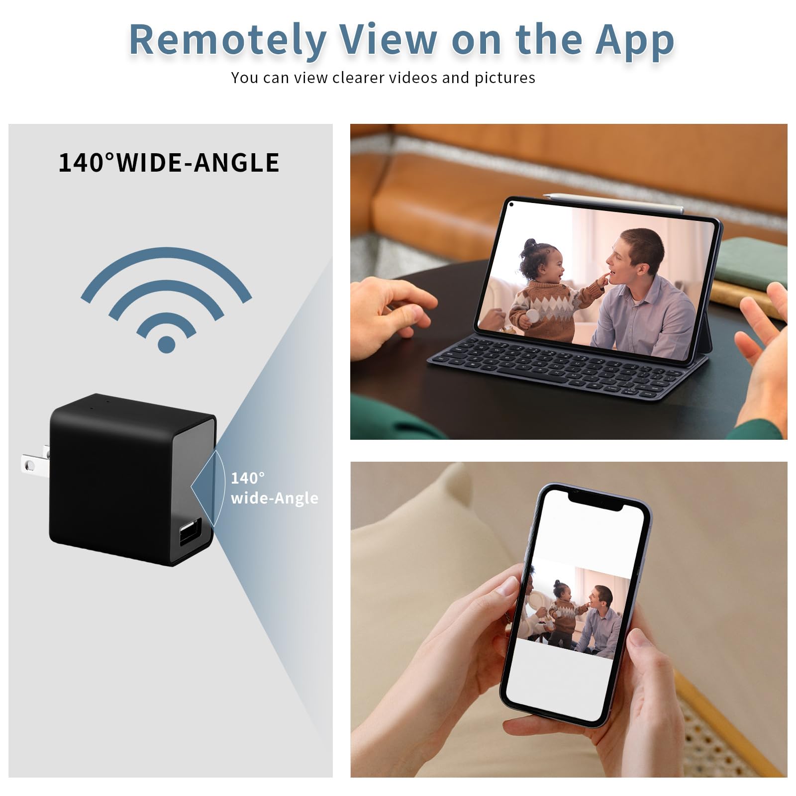 1080P HD Hidden Camera Charger - Wireless Spy Cam with Motion Detection, Mini USB Nanny Cam for Home Security, Office, Baby & Pet Monitoring - Ideal for Elderly Care & Indoor Surveillance