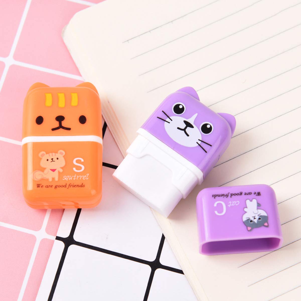 24 Pack Cute Pencil Erasers with Clean-Up Roller - Bulk Eraser Set for School, Office & Art Supplies - Perfect for Party Favors, Classroom Rewards & Gift Bags
