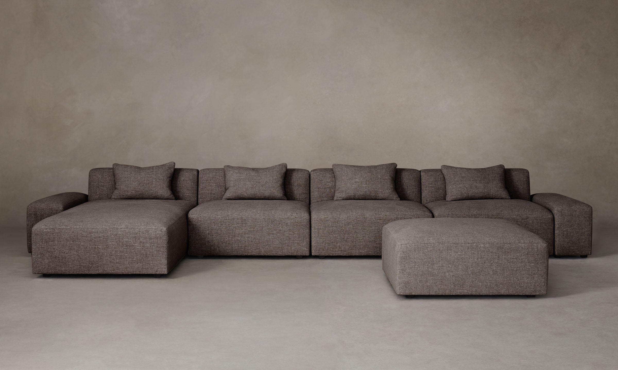 The Breuer Modular Sectional Sofa - Heritage Belgian Linen Upholstery in Carob Brown | Perfect for Living Rooms, Home Theaters & Cozy Spaces