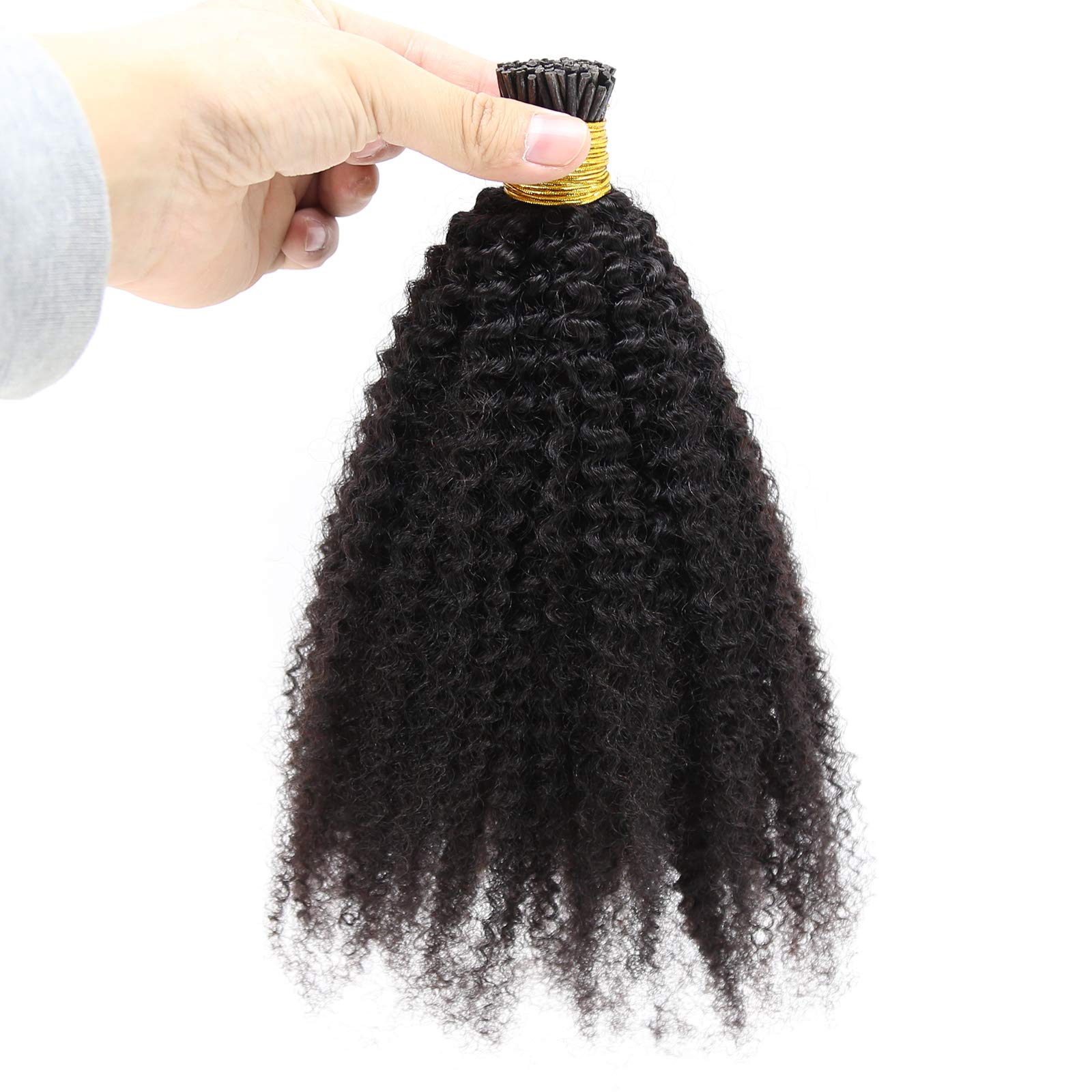 ZigZag Afro Kinky Curly I-Tip Hair Extensions - 100% Brazilian Virgin Human Hair - 1g/Strand 100g Bundle - 4B/4C Texture - Easy Stick Tip (20 Inch) - Perfect for Protective Styles, Braids & Natural Hair Looks