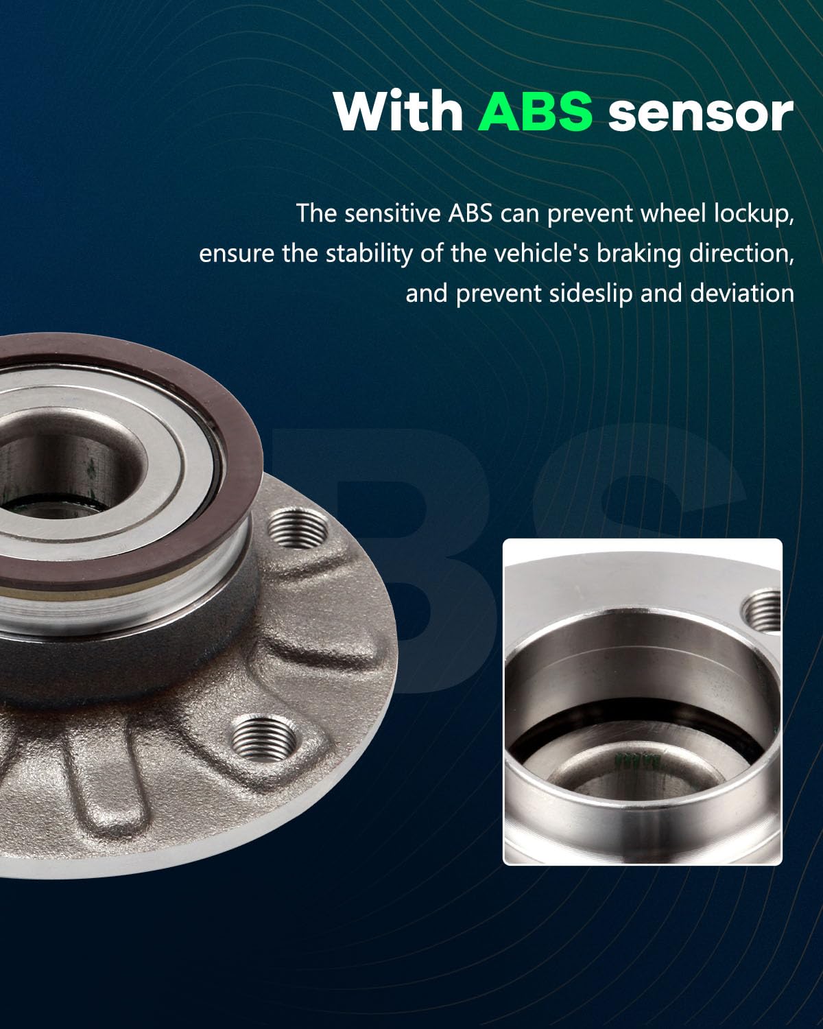 SCITOO Rear Wheel Bearing Hub 512336 with ABS Sensor - Fits VW Golf, Jetta, Eos, GTI, Rabbit - for Smooth & Safe Driving