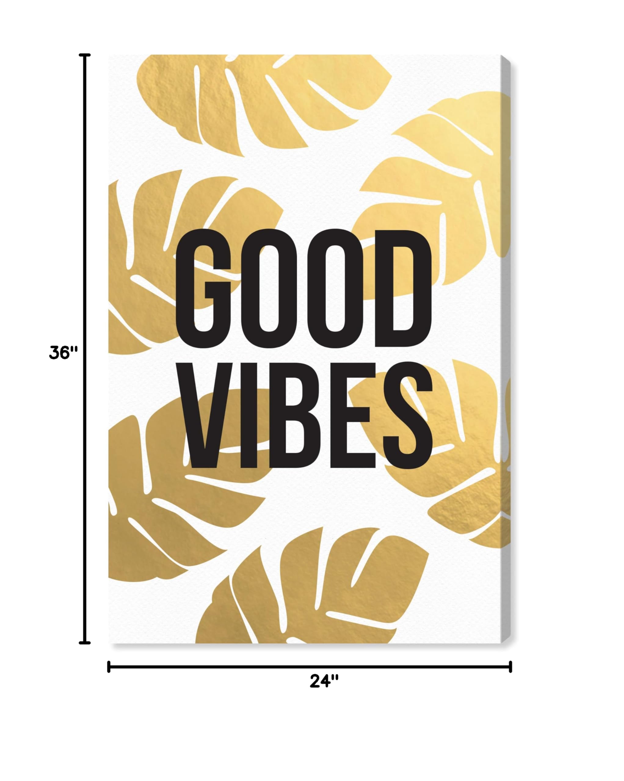 Good Vibes Wall Art Canvas Print - 24x36 Inch Typography Quote Home Decor in Gold & White by Oliver Gal Artist Co. | Perfect for Living Room, Bedroom & Office Inspiration