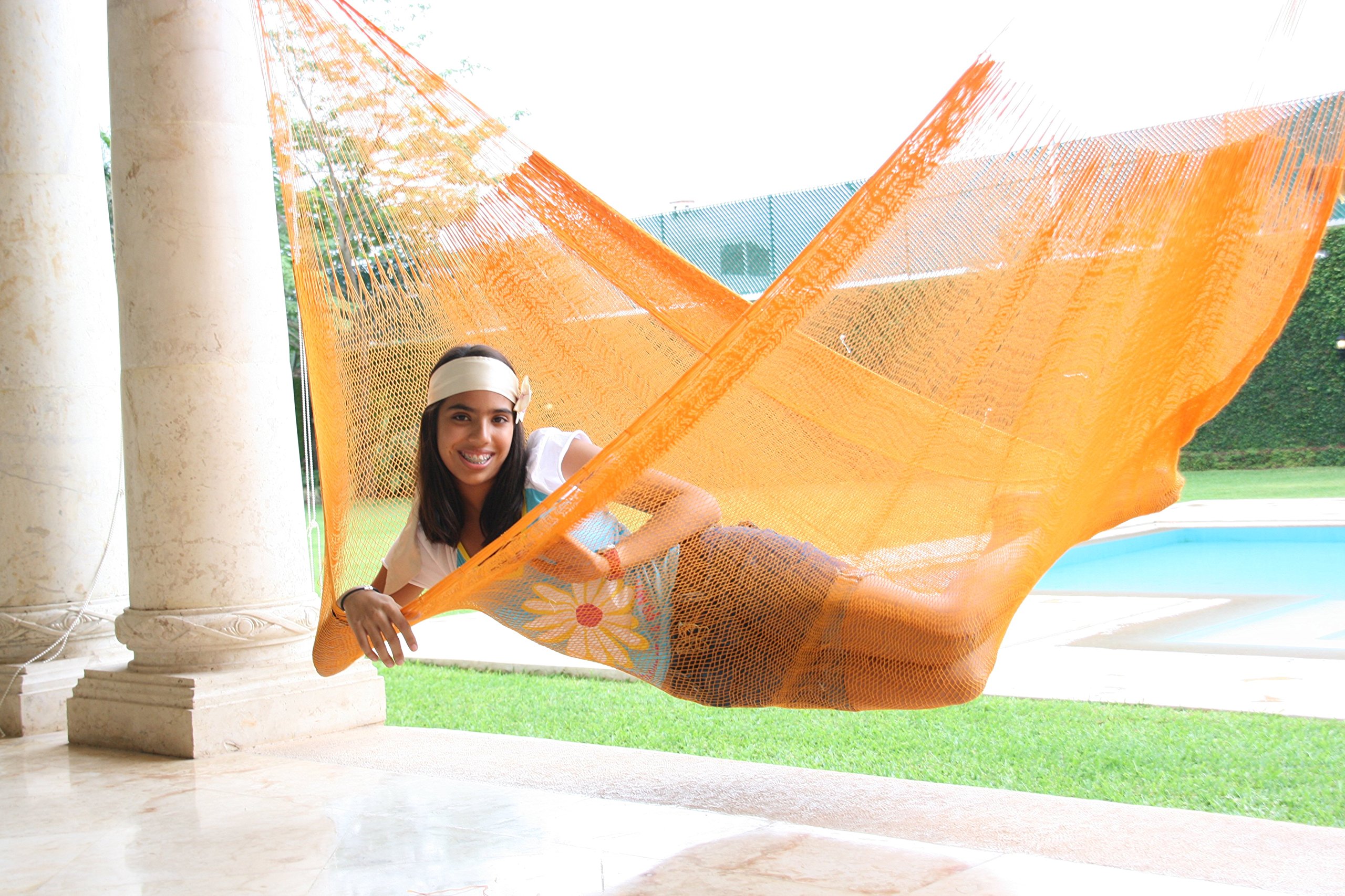 Mayan Hammock Family Size - Fast 1-Day Priority Shipping - Premium Cotton Handwoven Hammock for Outdoor, Patio, Backyard & Beach Relaxation