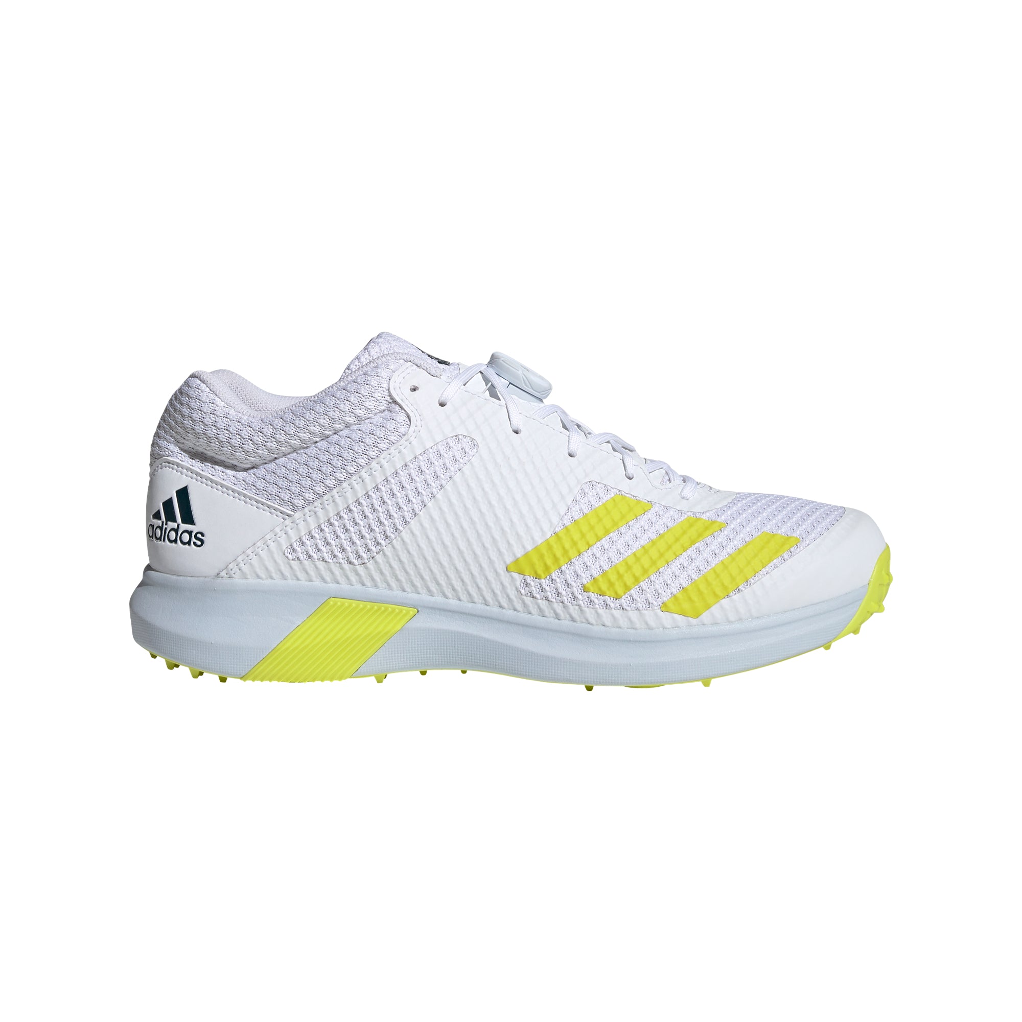 Adidas Adipower Vector MID Cricket Shoes - White & Yellow | High-Performance Cricket Footwear for Matches & Training