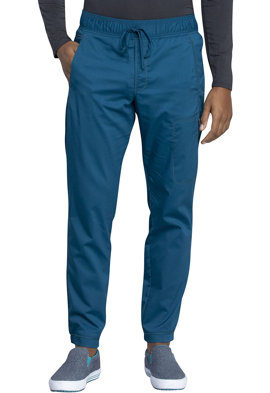 Cherokee Men's Scrubs Pants - Natural Rise Jogger with Zip Cargo Pockets WW012 | Comfortable Medical Workwear for Doctors & Nurses