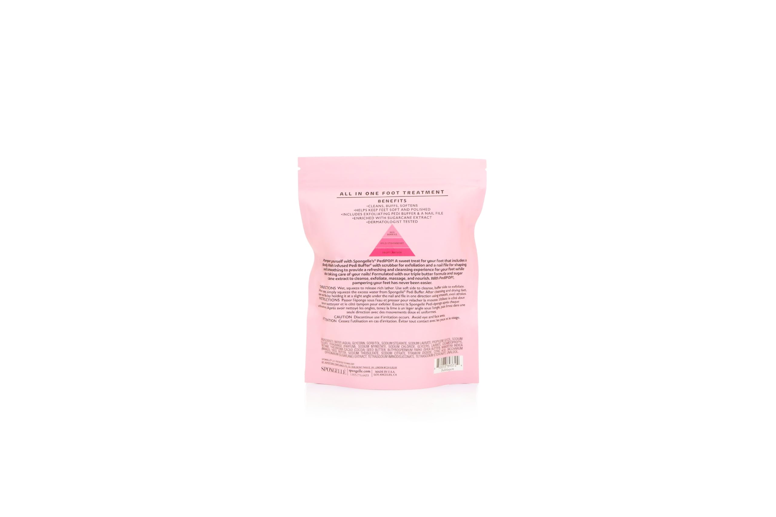 Spongellé Bubblegum PediPOP! All-in-One Pedicure Buffer & Nail File - Exfoliating, Softening & Cleansing Foot Care Treatment | 30+ Uses | Vegan, Cruelty-Free | Perfect for Home Spa, Travel & Gift Giving