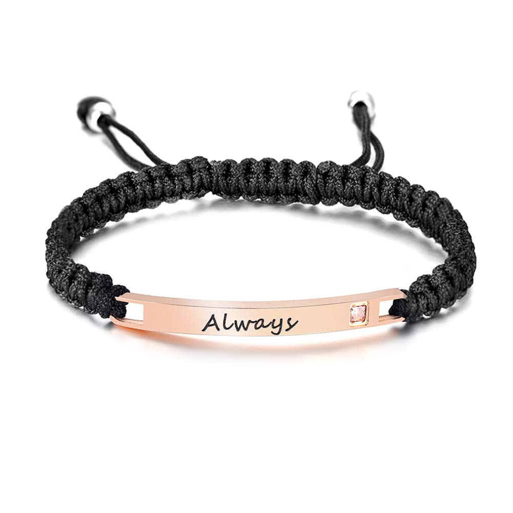 ShineSand Personalized Couples Bracelet for Women & Men - Custom Engraved Name Bracelet with Romantic Promise Words - Matching Relationship Bracelets Set - Thoughtful Customized Gift for Him & Her (Perfect for Anniversaries, Valentine's Day & Romantic Occasions)