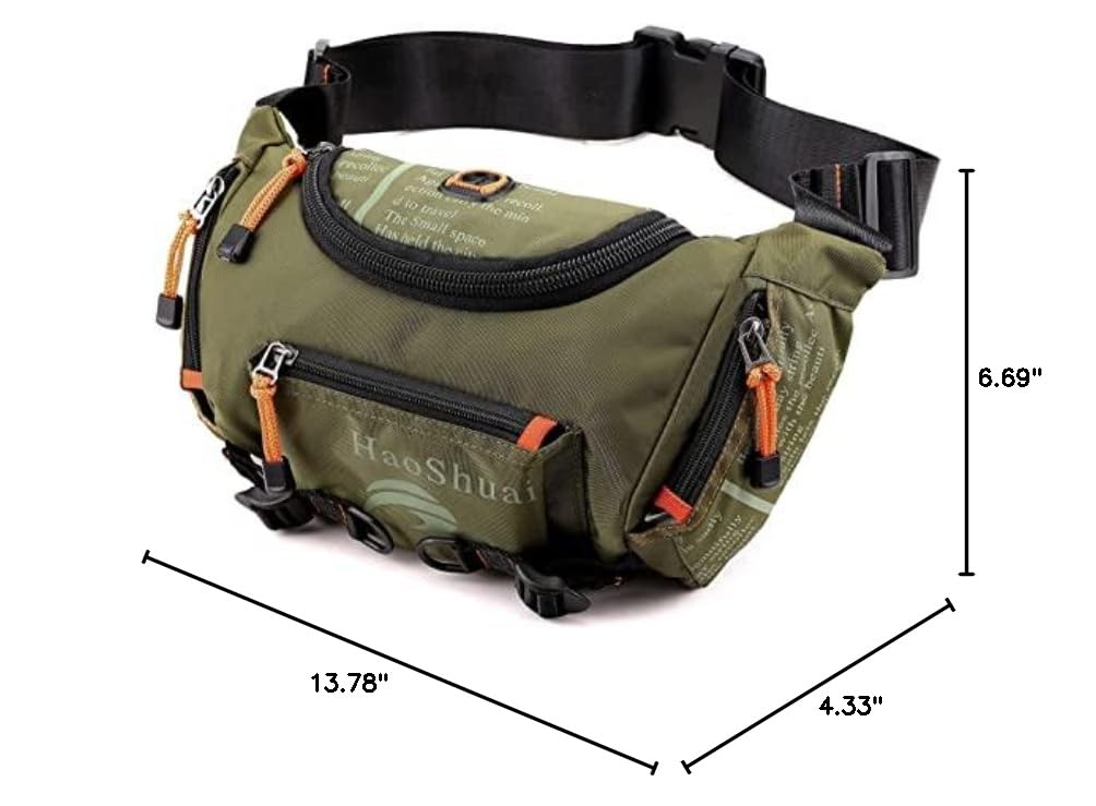 Waterproof Fanny Pack for Men & Women - Adjustable Waist Bag with Crossbody Strap for Hiking, Travel, Running, Cycling & Outdoor Activities - Lightweight Travel Hip Pouch for Camping, Mountaineering & Daily Use (Green)