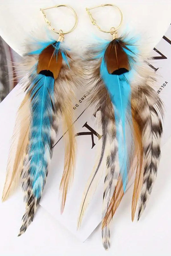 Boho Vintage Colorful Feather Tassel Drop Earrings for Women - Handmade Bohemian Jewelry for Parties, Festivals & Casual Wear