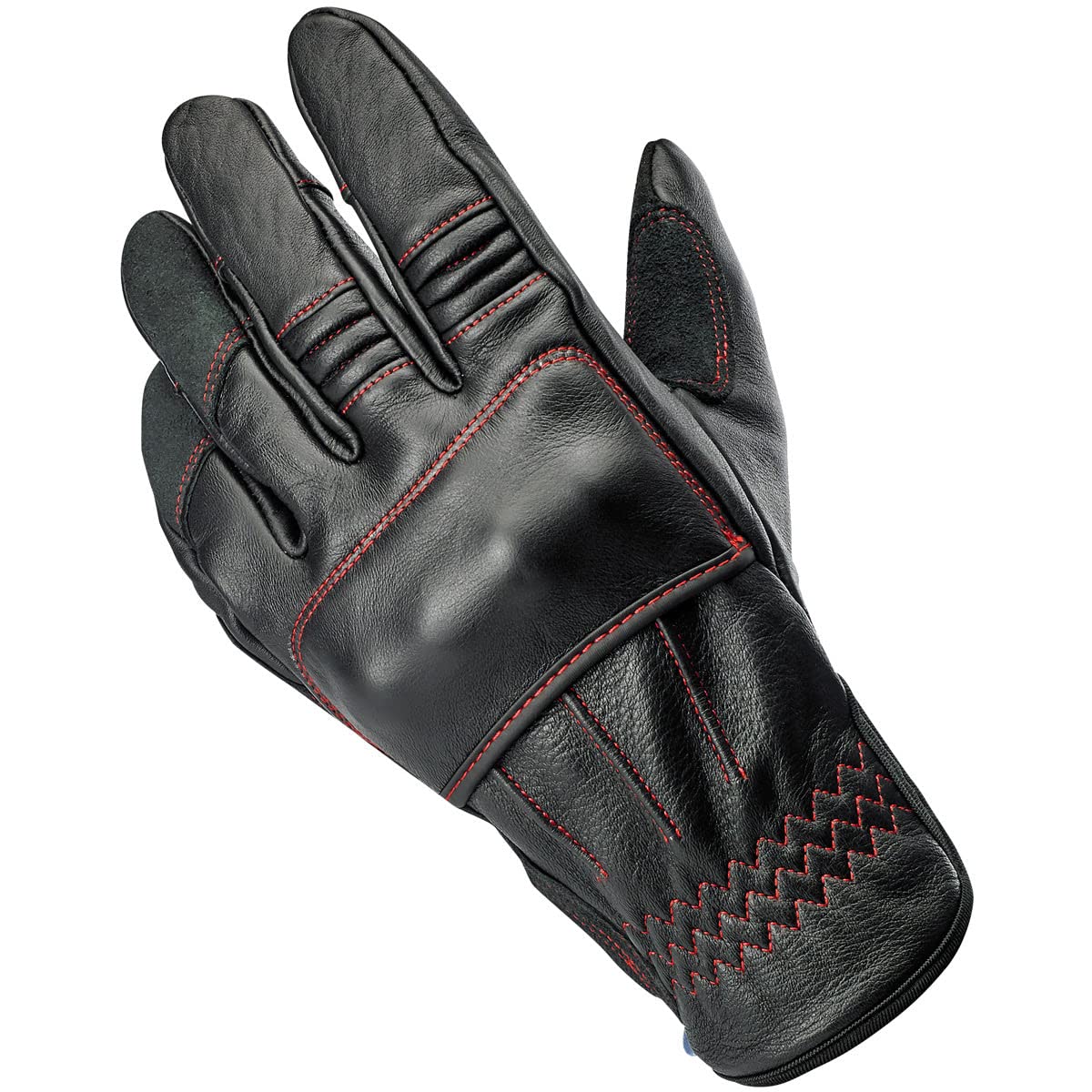 Biltwell Belden CE Certified Motorcycle Gloves - Shock Absorbing & Abrasion Resistant Open Cuff Riding Gloves for Men & Women - Perfect for Street Bikes, Cruisers & Touring (Redline)