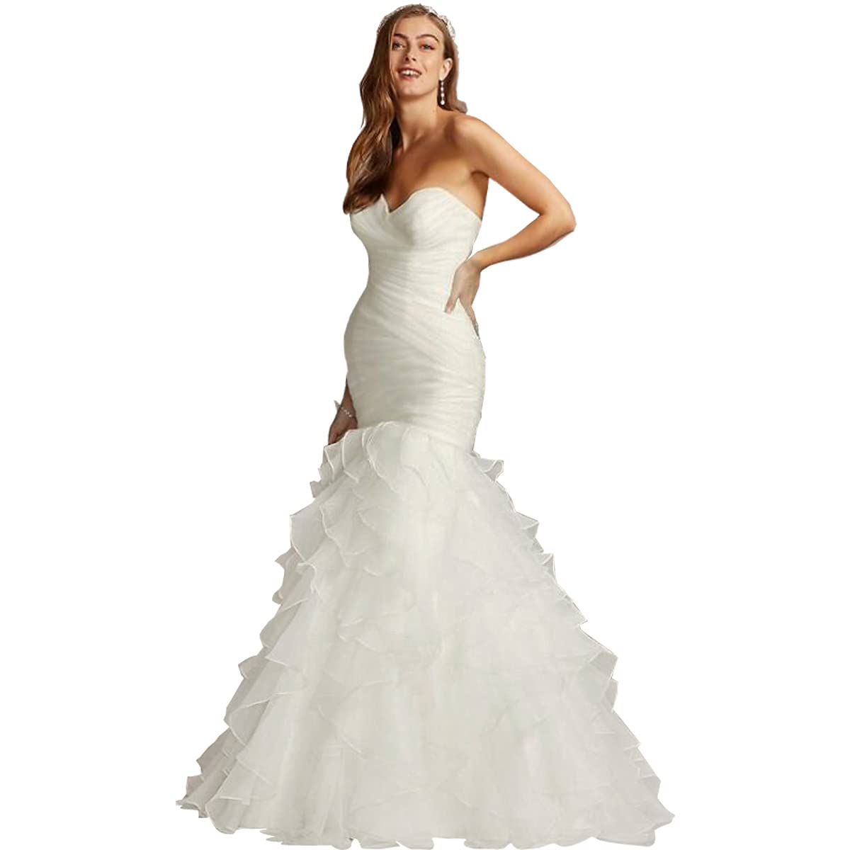 Elegant Trumpet/Mermaid Wedding Dress with V-Neck & Sweetheart Neckline - Lace Bridal Gown for Beach, Church, and Formal Weddings