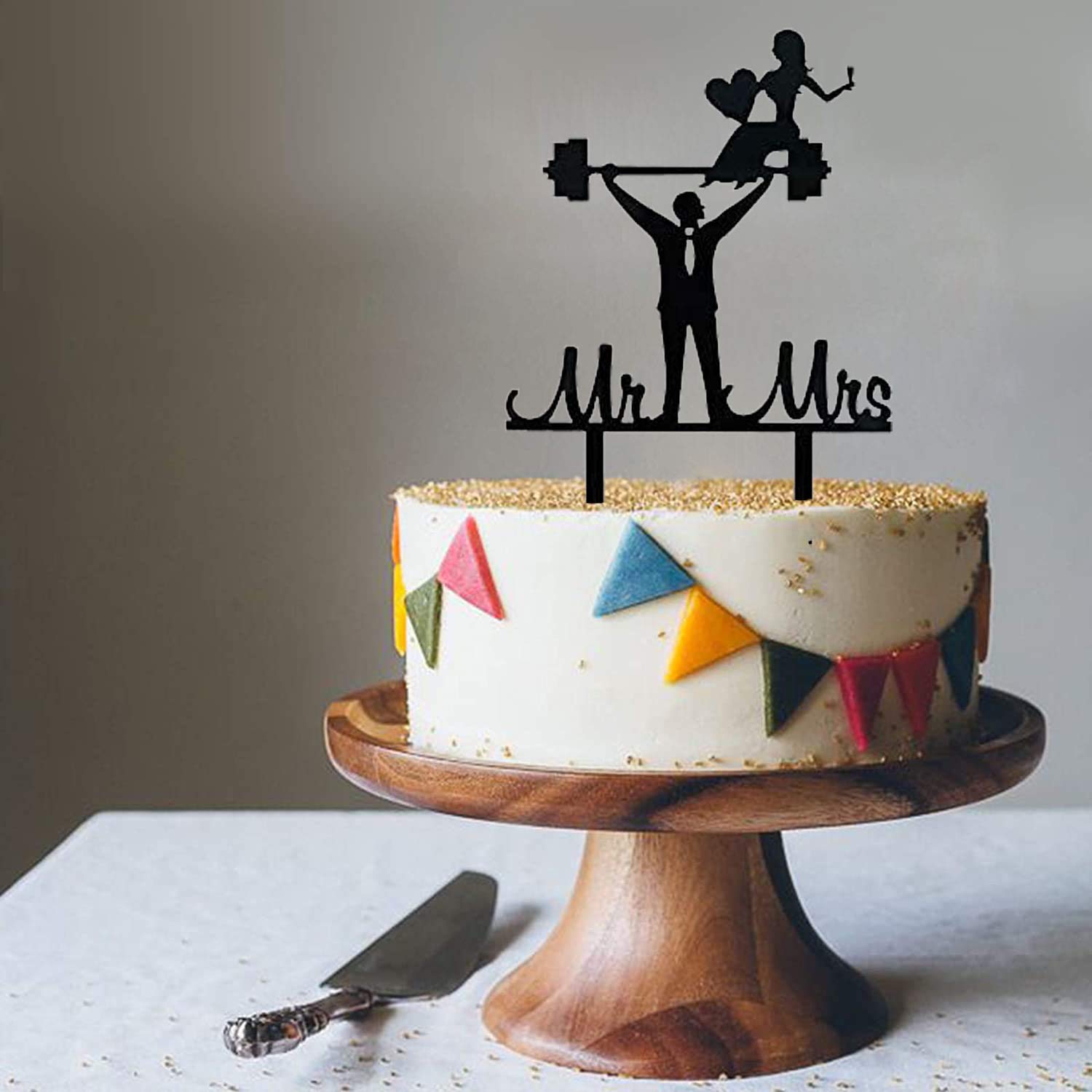 Funny Weightlifting Mr & Mrs Cake Topper - Perfect Wedding Gift for Fitness Couples | Gym-Themed Wedding Decor & Anniversary Present