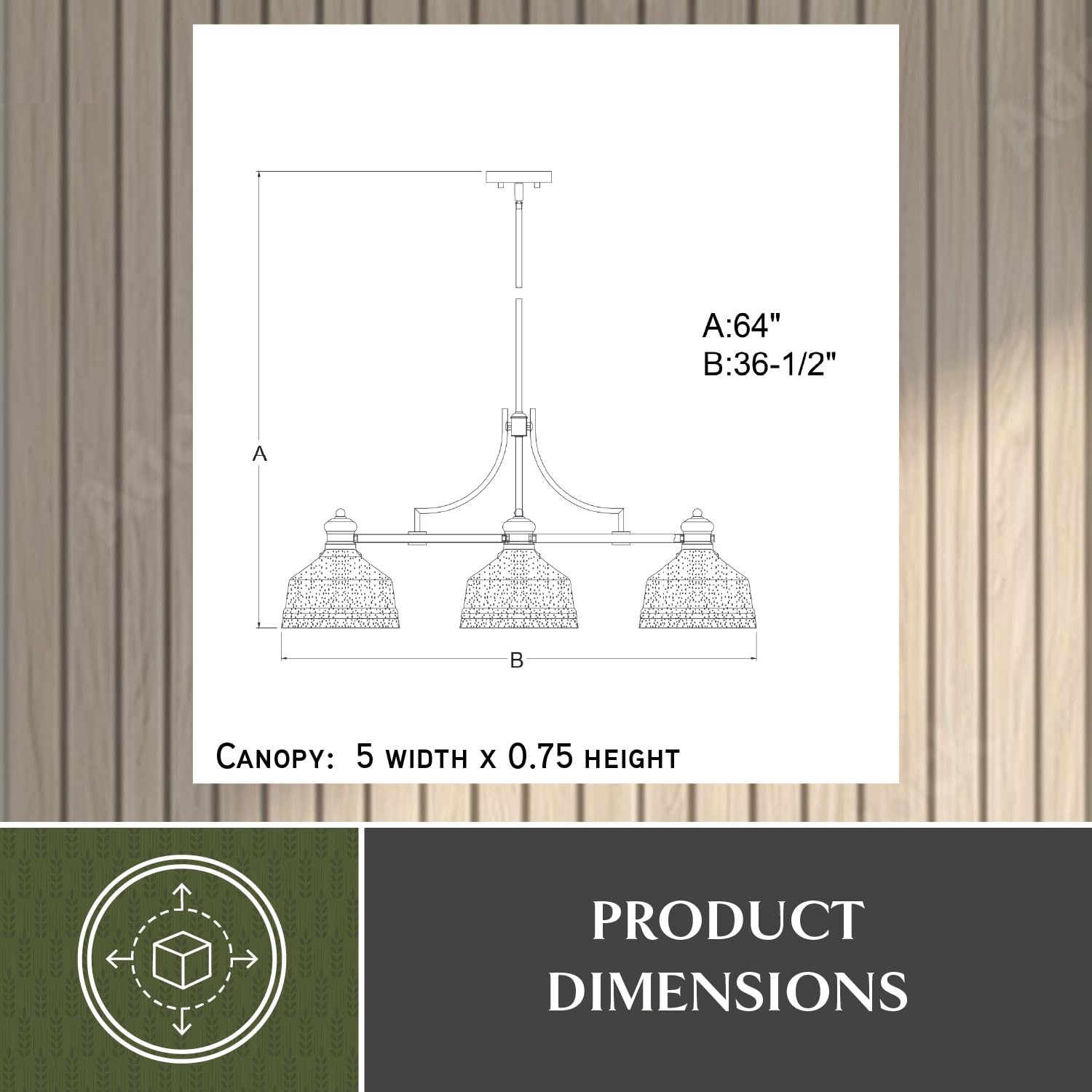 VAXCEL Beloit 3-Light Nickel Farmhouse Linear Chandelier - Clear Glass Island Pendant Light Fixture for Kitchen, Dining Room & Modern Farmhouse Decor