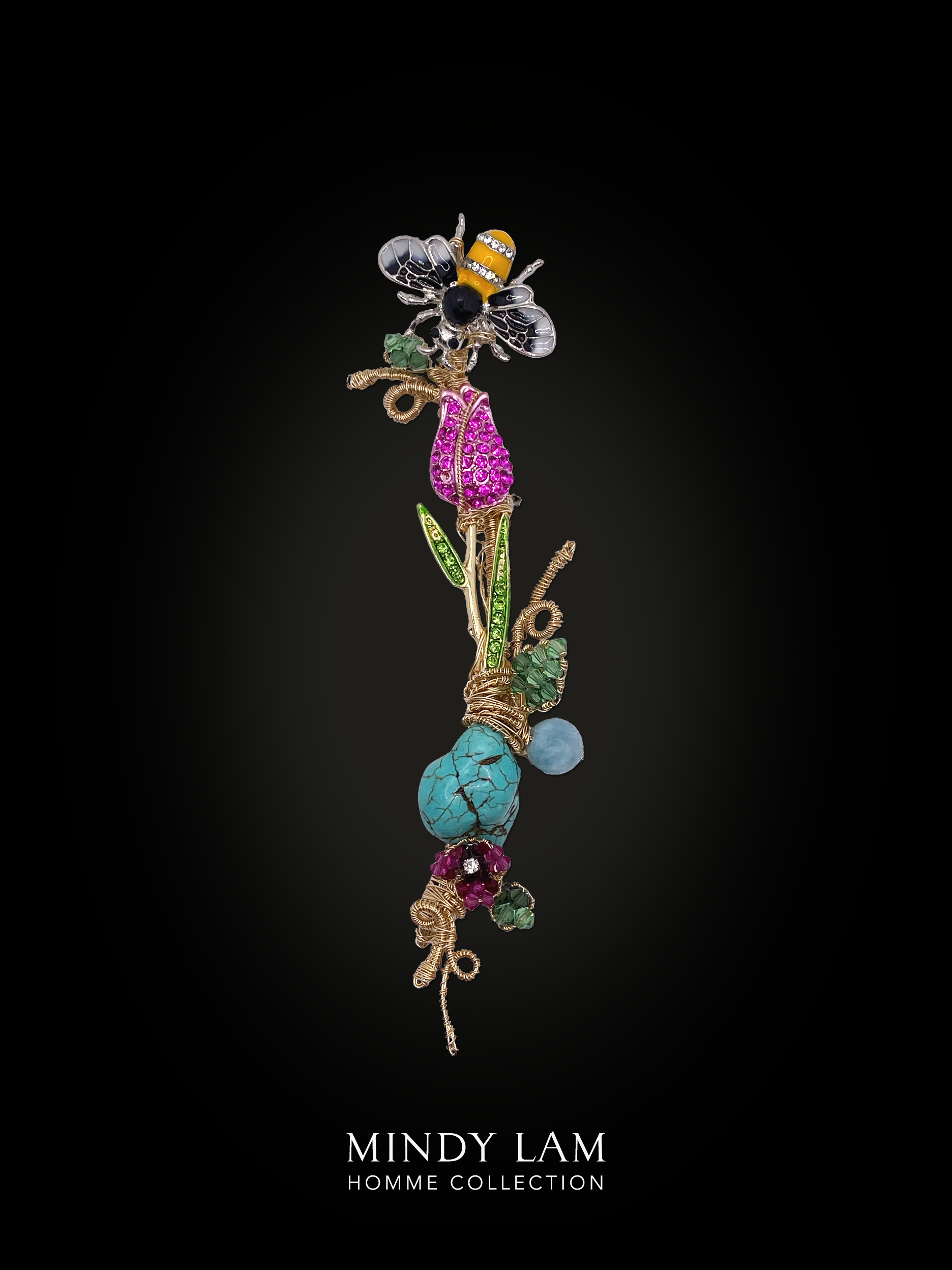 Men's Sweet Rose and Bumble Bee Lapel Pin - Elegant Floral Brooch for Suits, Blazers & Formal Occasions