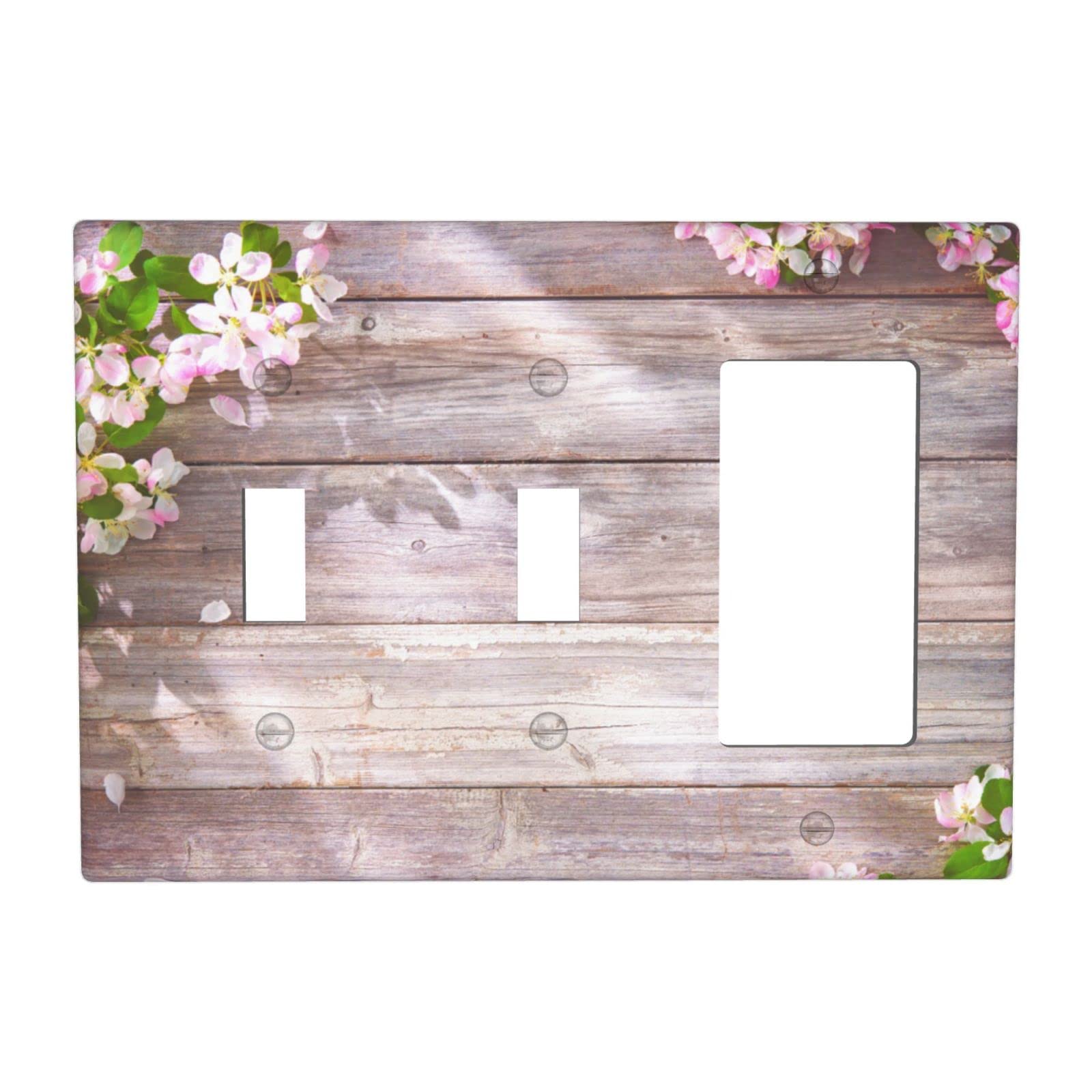 Vintage Floral Switch Plates & Outlet Covers - Beautiful Summer Blossom Design for Wall Decor (2 Toggle & 1 Rocker) | Perfect for Bedroom, Living Room, and Home Renovation