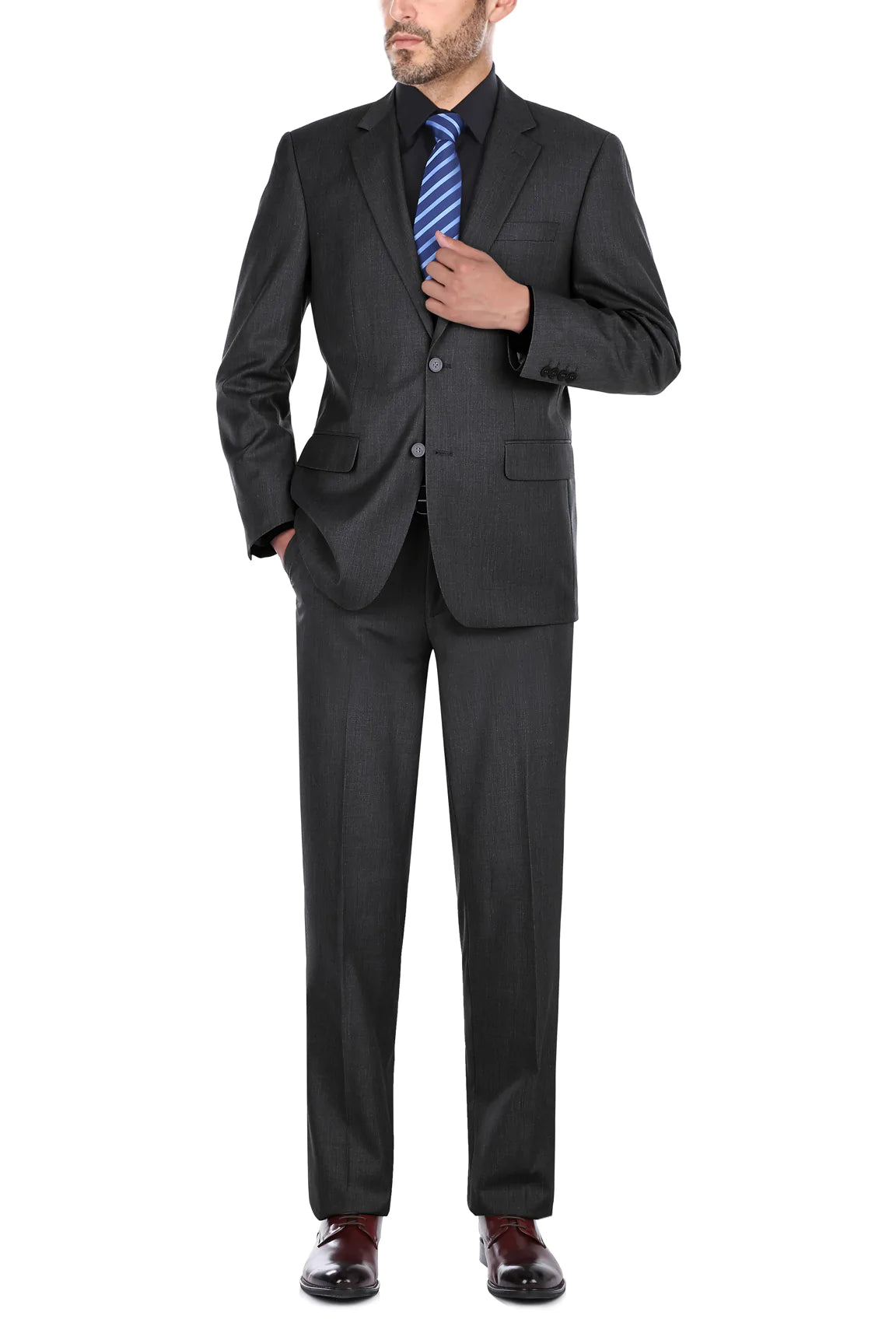 Classic 2 Button Charcoal Gray Men's Suit Set - Formal Business Attire for Office, Interviews & Special Occasions