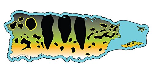 Puerto Rico Peacock Bass Sticker Decal - Waterproof Vinyl Fishing Decals for Boats, Coolers & Tackle Boxes - Perfect for Anglers & Fishing Enthusiasts