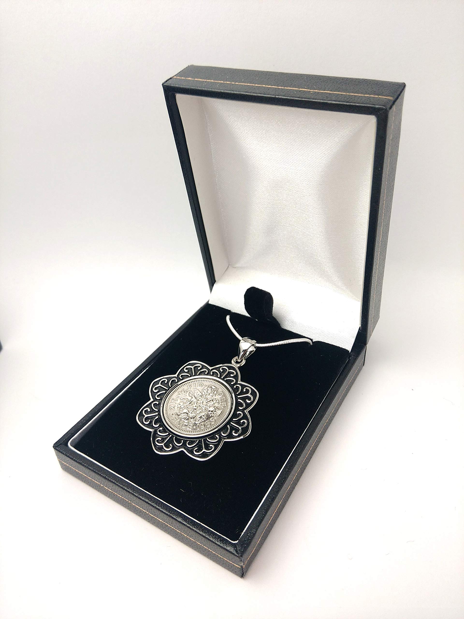 Vintage 1966 English Sixpence Pendant - Rhodium Plated Coin Necklace - Perfect Birthday Gift & Collectible Jewelry for Special Occasions