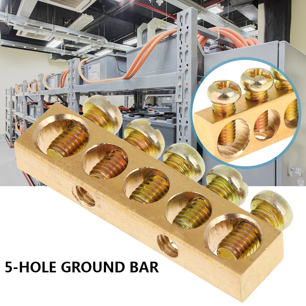 ViaGasaFamido 10pcs 5 Hole Brass Ground Bar - Electrical Wiring & Distribution for Home/Workshop