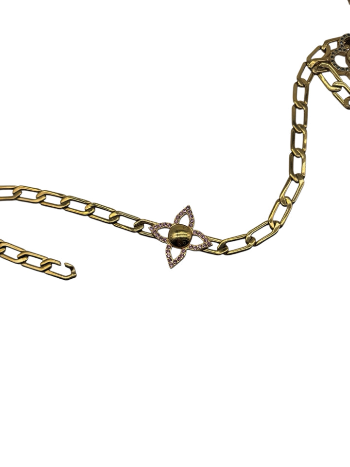 Louis Vuitton Flower Power Sautoir Necklace with Swarovski Crystals - Convertible Chain Belt for Women | Elegant Evening Wear & Boho Fashion Accessory