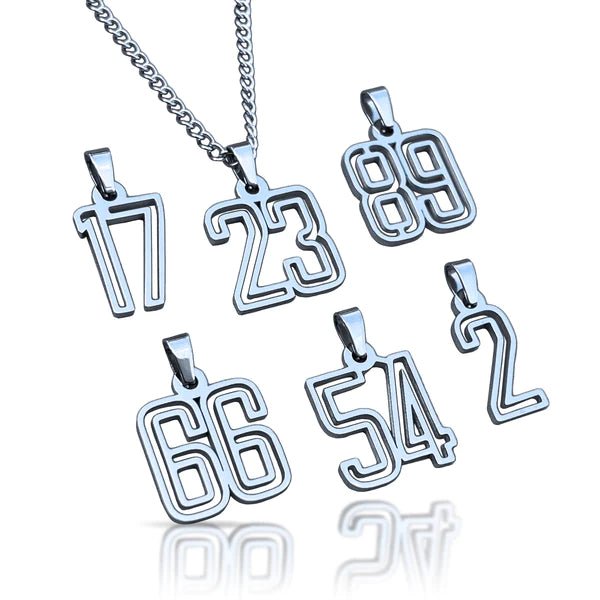 Varsity Number Pendant Necklace - Stainless Steel Personalized Jewelry for Sports Teams, Graduation Gifts & School Spirit Accessories