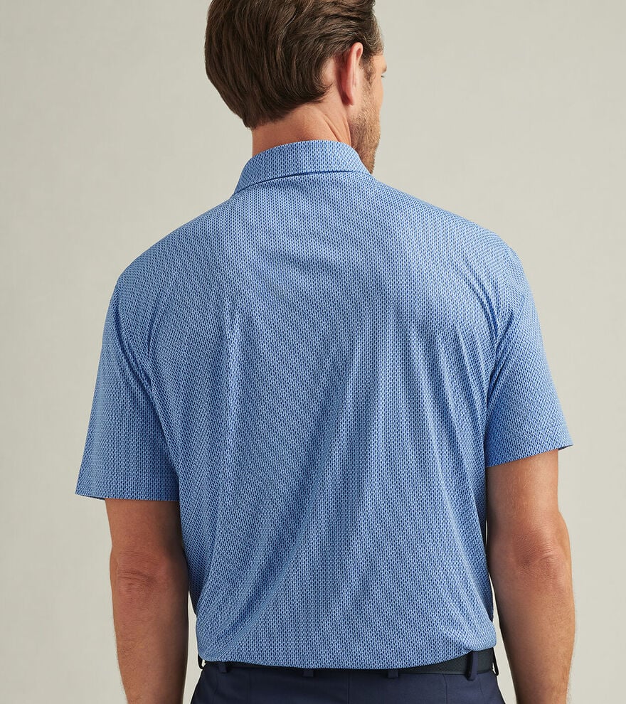 Peter Millar Men's Featherweight Seahorse Polo Shirt - Breathable Quick-Dry Golf Shirt in Cottage Blue | Perfect for Golf, Tennis & Casual Wear
